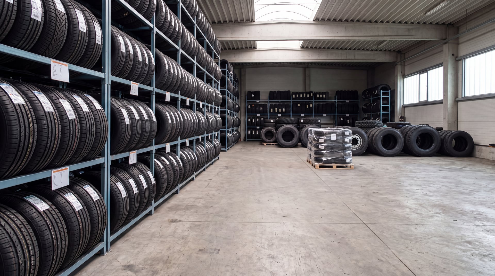 Organized tire storage for B2B distribution